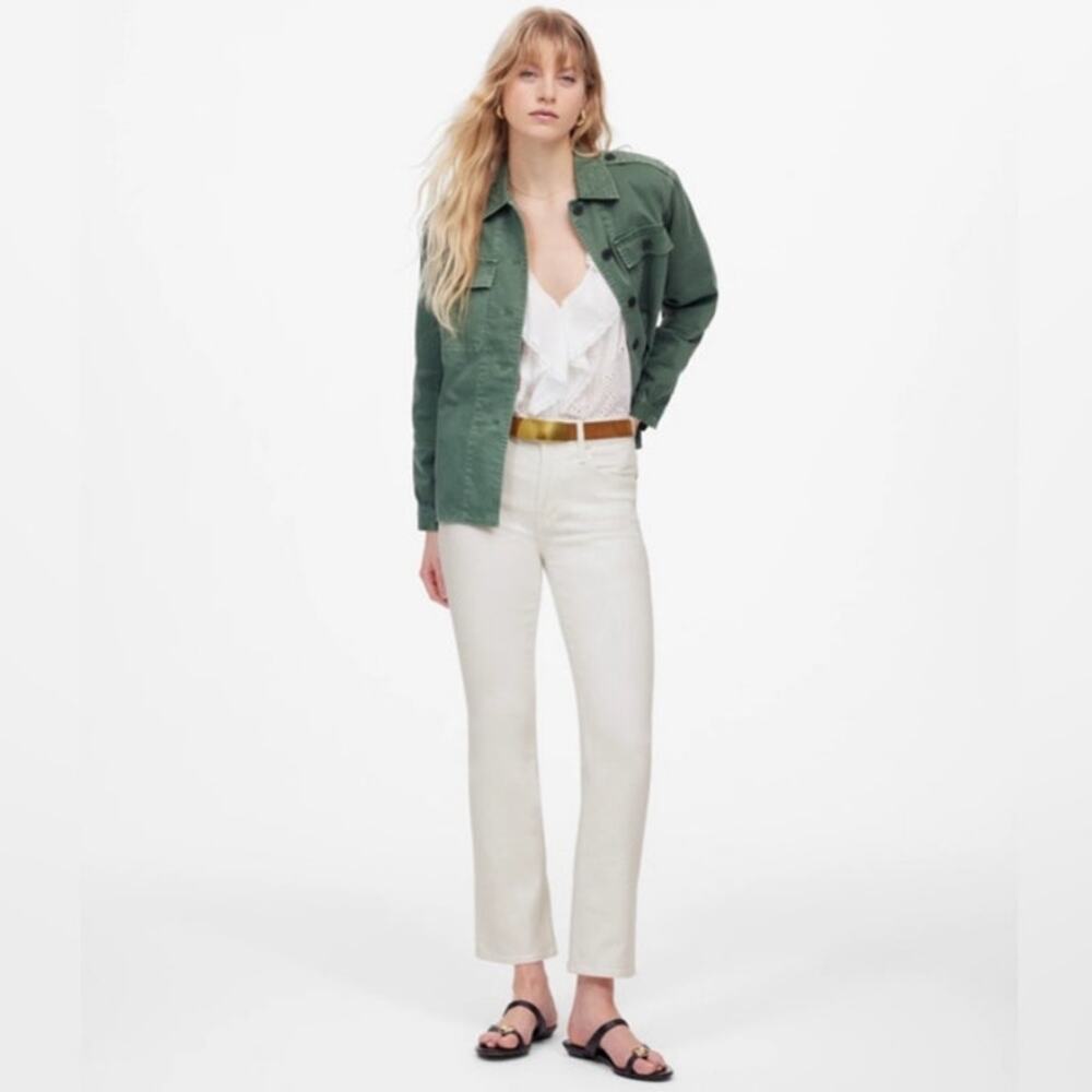 NWT Madewell Mid-Rise Kick Out Crop Jeans in Pure White Size 25‎